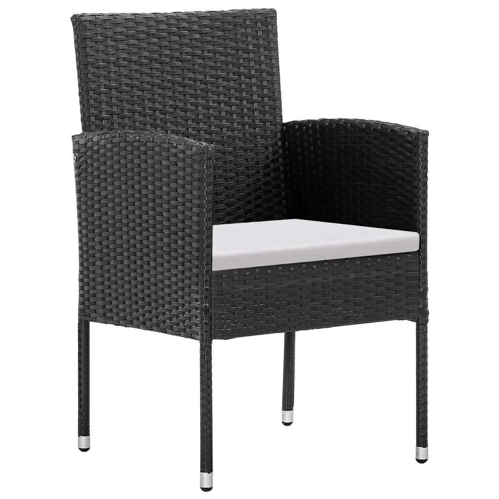 Outdoor Dining Set 5 Piece Garden Furniture Black Poly Rattan Chairs Table