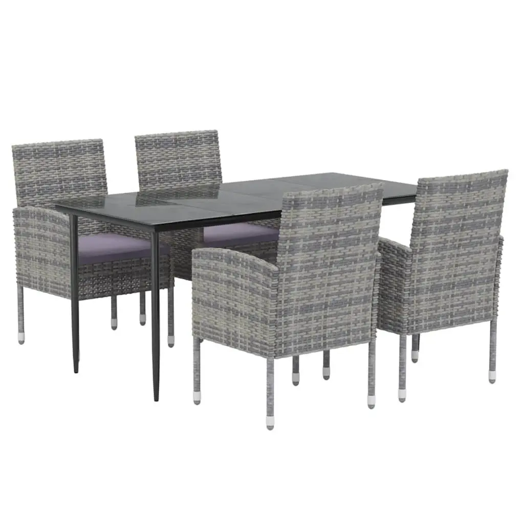 Outdoor Dining Set Poly Rattan 5 Piece Garden Furniture Table Chairs Anthracite