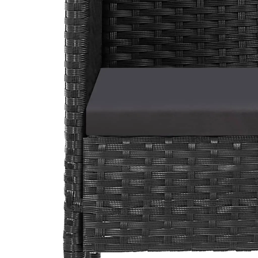 5 Piece Outdoor Dining Set Poly Rattan Black with Cushions