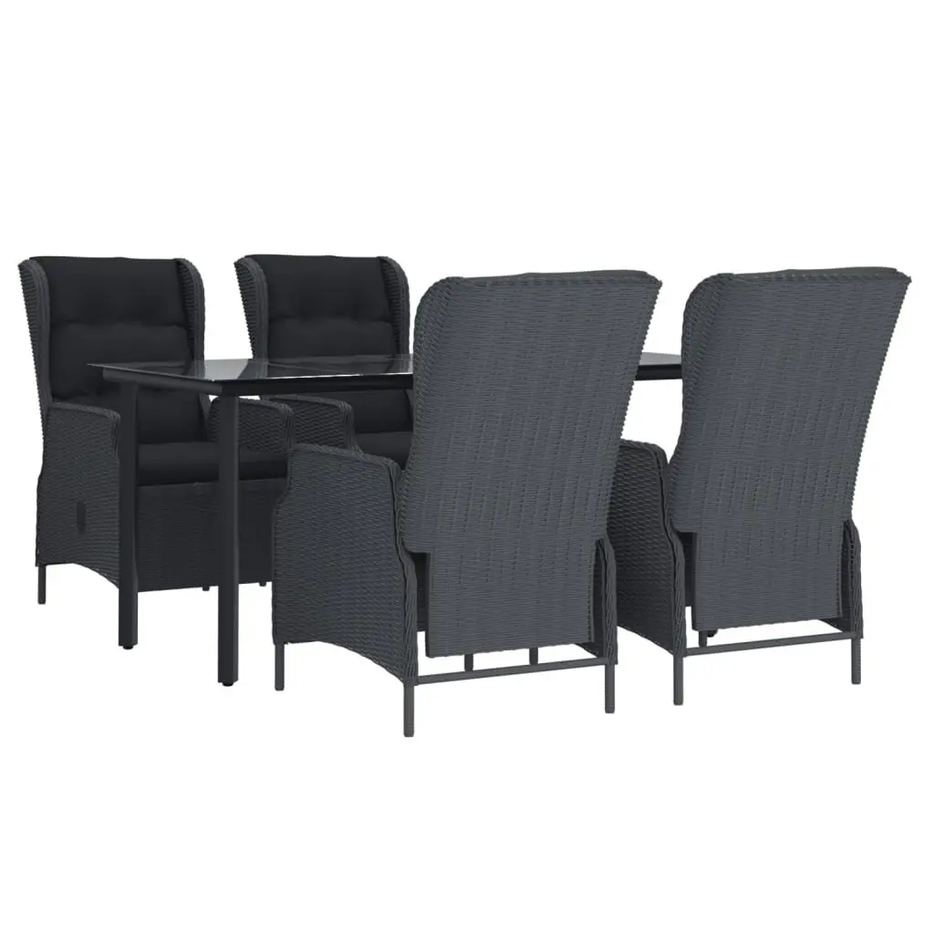 5 Piece Garden Dining Set PE Rattan Dark Grey Outdoor Furniture Patio Table Chairs