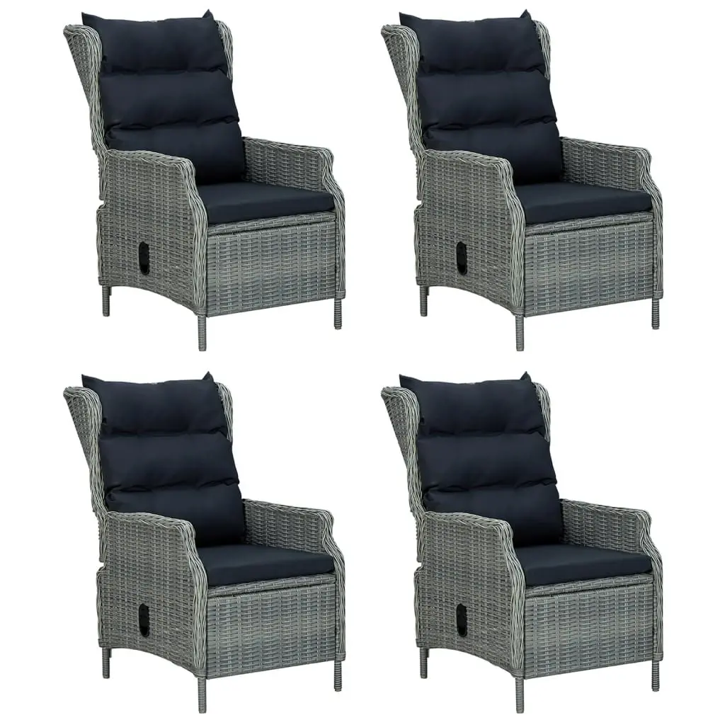 Garden Dining Set Grey PE Rattan 5 Piece Outdoor Furniture with Powder Coated Steel Frames and Tempered Glass Tabletop