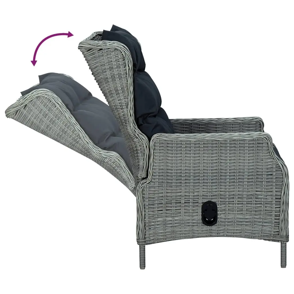 Garden Dining Set Grey PE Rattan 5 Piece Outdoor Furniture with Powder Coated Steel Frames and Tempered Glass Tabletop
