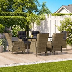 Practical 7-Piece Brown Dining Set for Outdoor Use