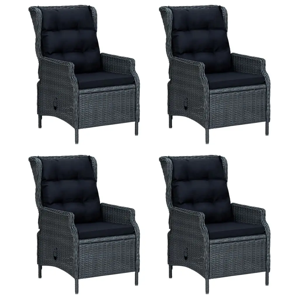 5 Piece Outdoor Dining Set Grey PE Poly Rattan Patio Table and Chairs