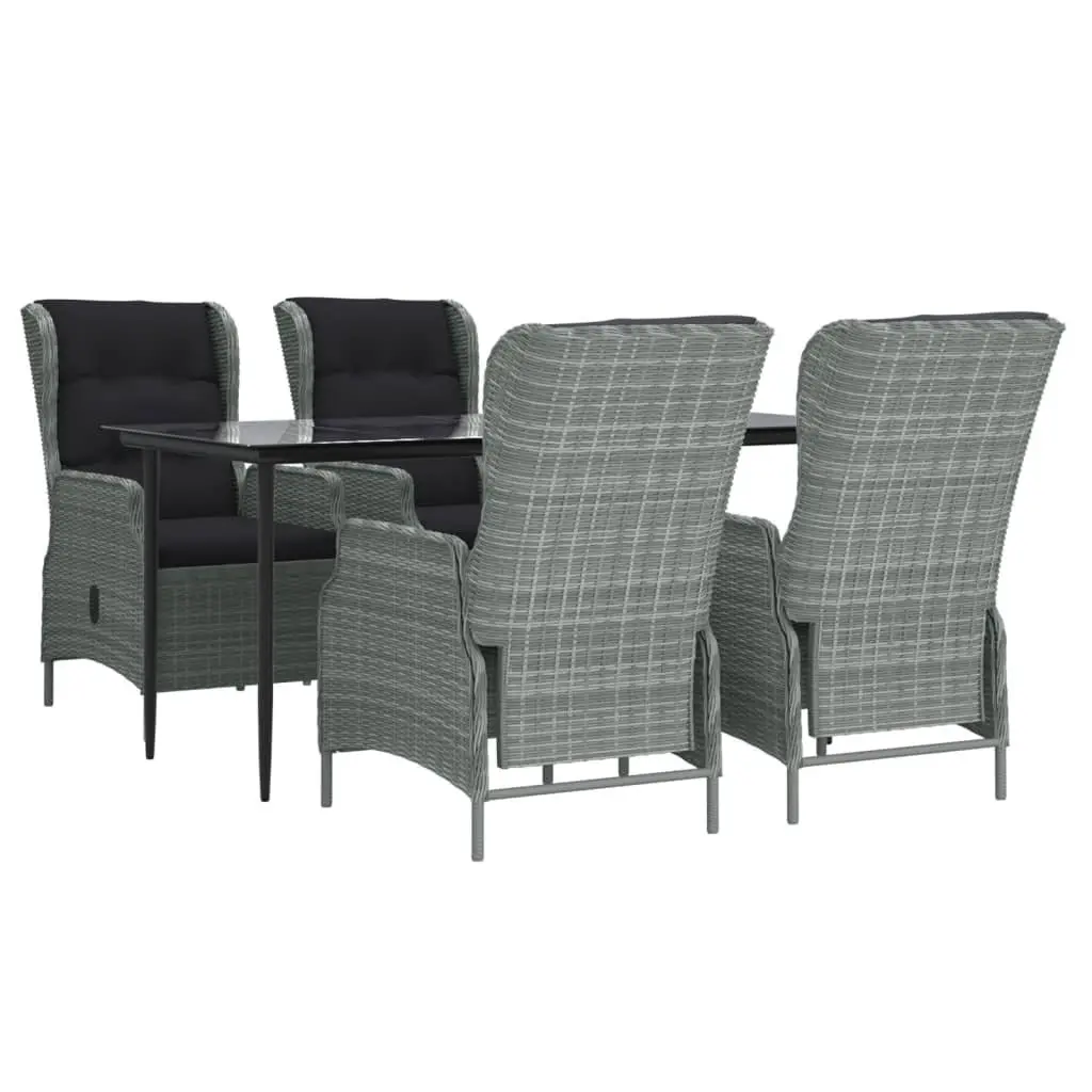 Garden Dining Set 5 Piece PE Rattan Outdoor Furniture Grey Patio Table Chairs