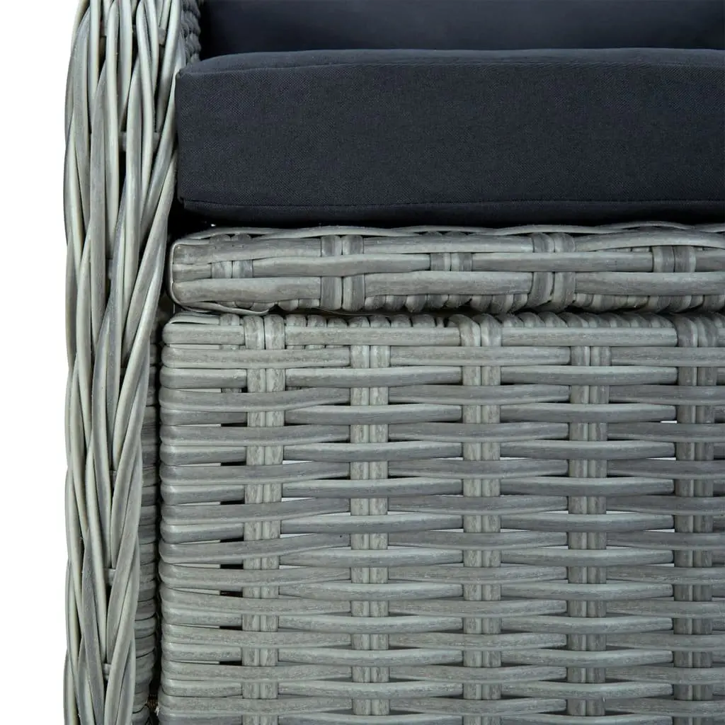 Garden Dining Set 5 Piece PE Rattan Outdoor Furniture Grey Patio Table Chairs