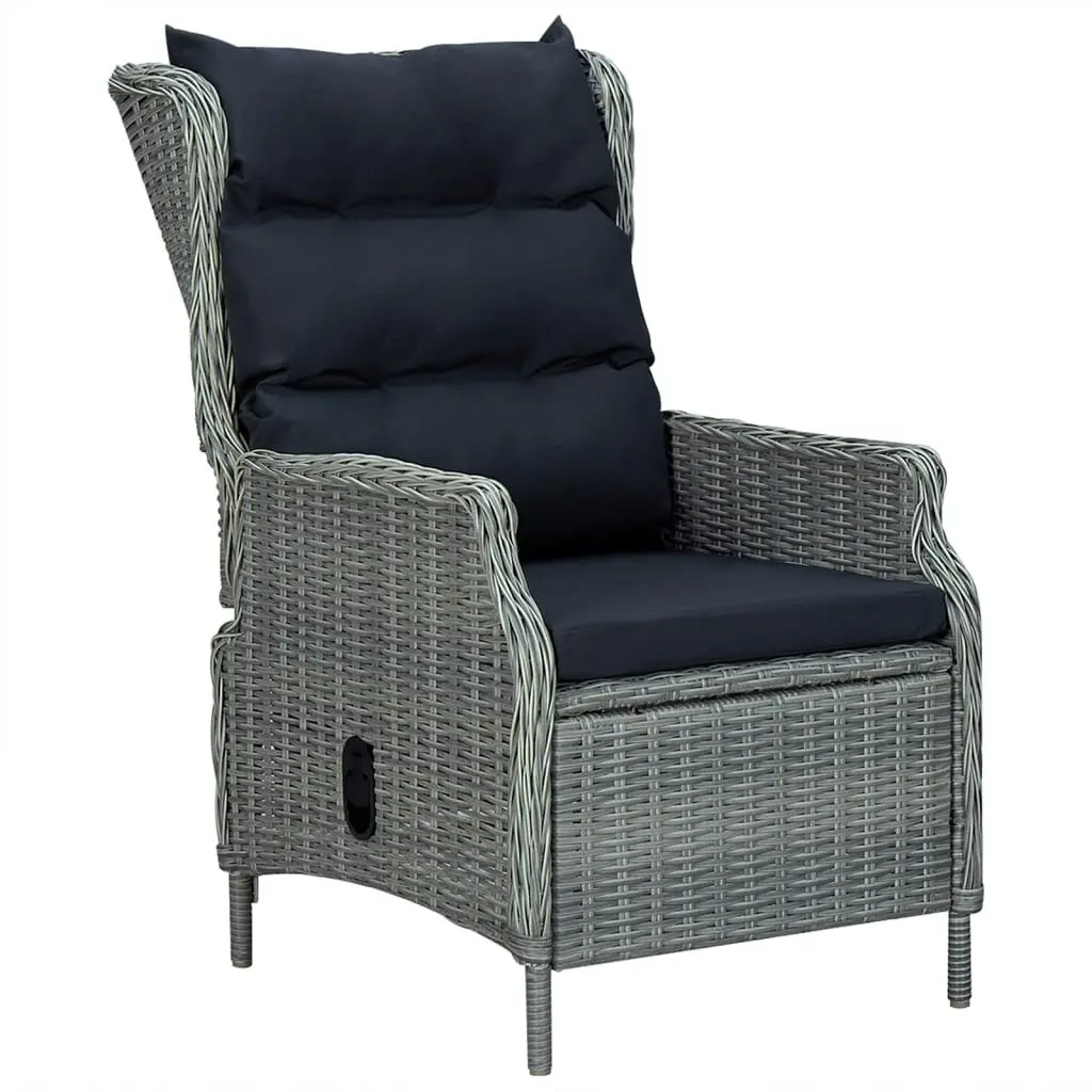 7 Piece Outdoor Grey Dining Set with Poly Rattan Table and Chairs for Patio Use