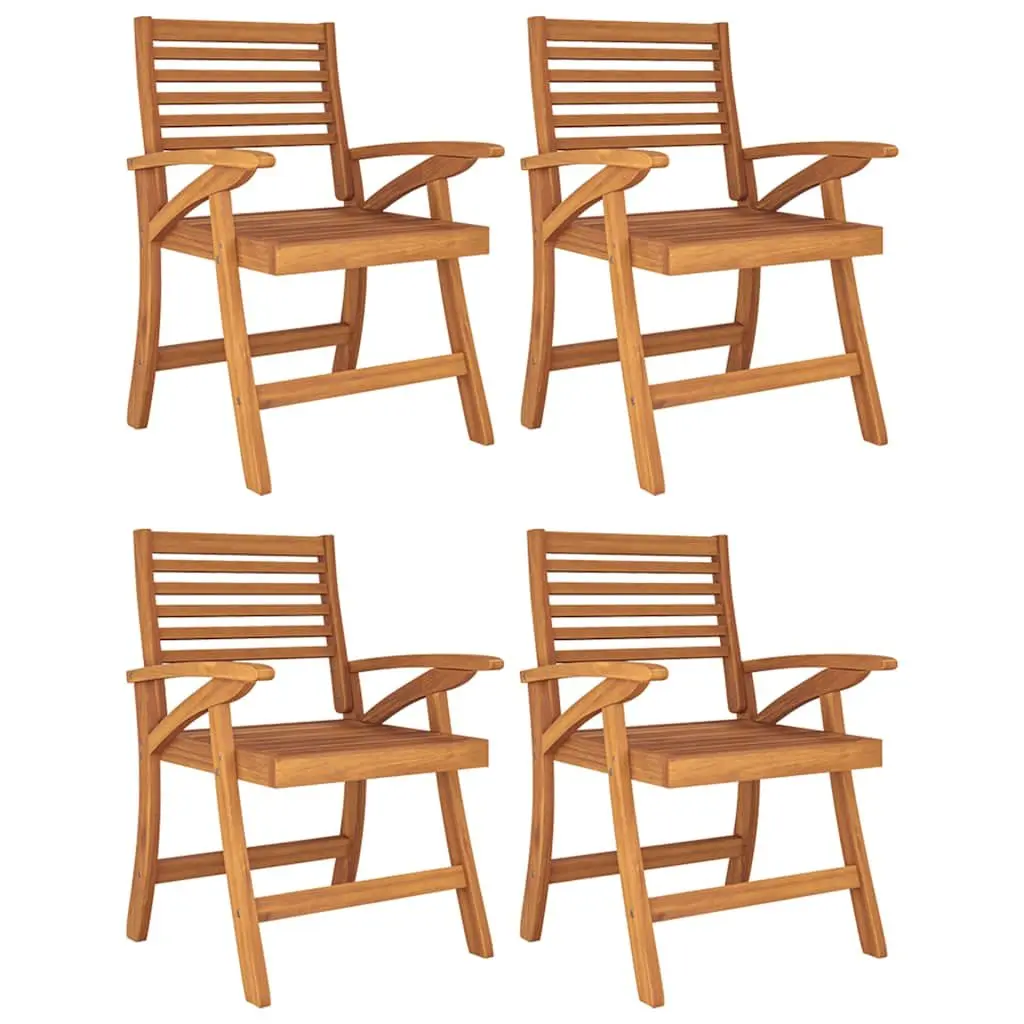 Outdoor Dining Set 5 Piece Solid Acacia Wood Brown Table with Curved Back Chairs