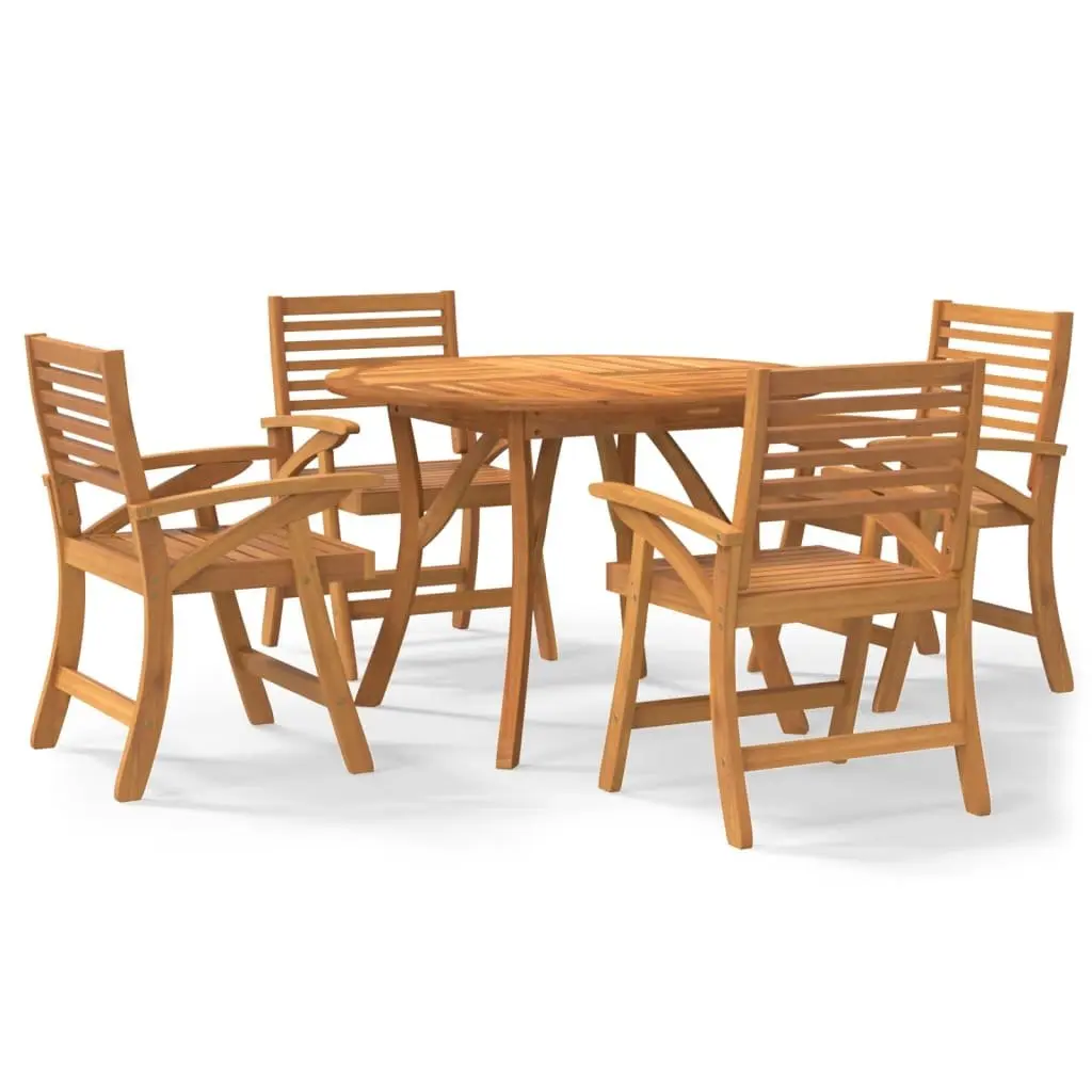 Outdoor Dining Set 5 Piece Solid Acacia Wood Brown Furniture Table and Chairs