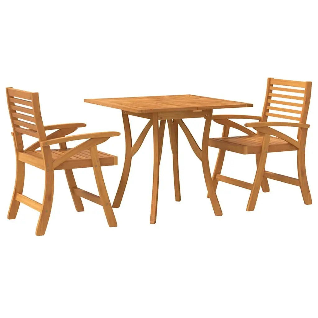 Outdoor Furniture Set Acacia Wood Dining Table and Chairs 3 Piece Brown