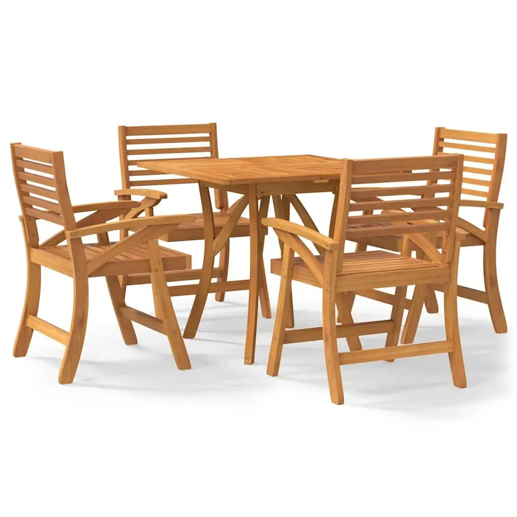 Garden Dining Set Acacia Wood Brown Outdoor Furniture 5 Piece Patio Table and Chairs