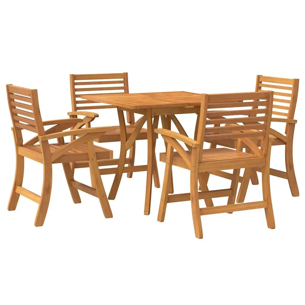 Garden Dining Set Acacia Wood Brown Outdoor Furniture 5 Piece Patio Table and Chairs