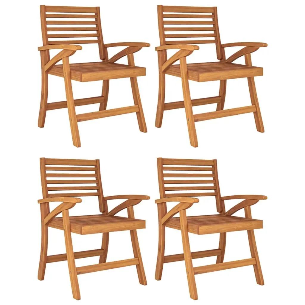 Garden Dining Set Acacia Wood Brown Outdoor Furniture 5 Piece Patio Table and Chairs