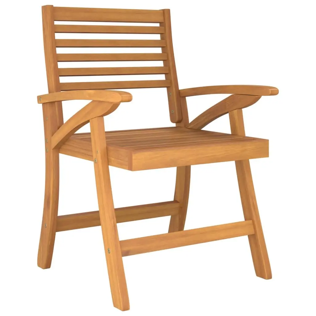 4 Piece Outdoor Garden Patio Chairs Brown Solid Acacia Wood Seating with Curved Backrest and Armrests