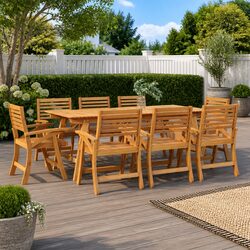 8 Outdoor Chairs for Patio Dining - Acacia Wood