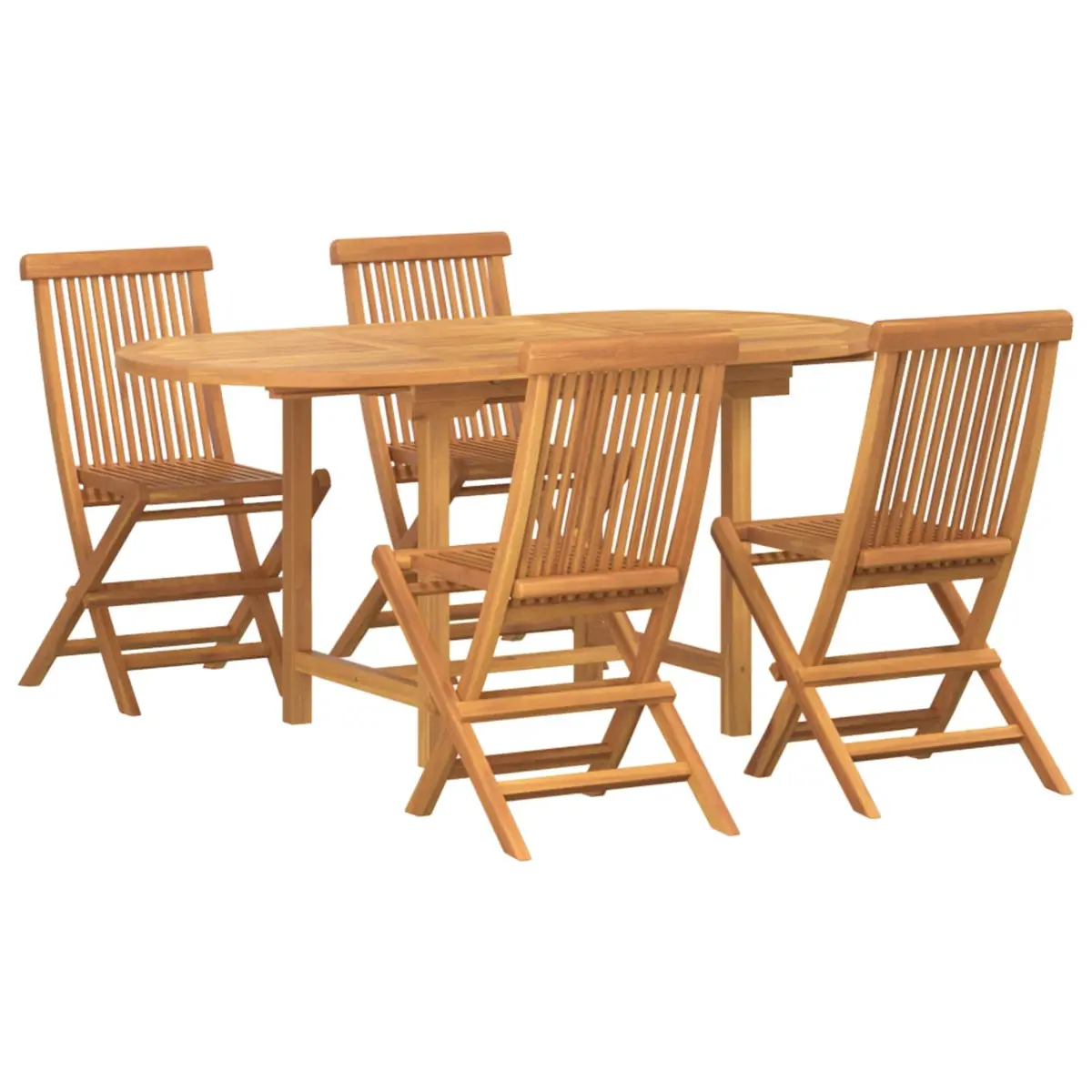 Outdoor Dining Set 5 Piece Solid Teak Wood Furniture Brown for Garden and Terrace