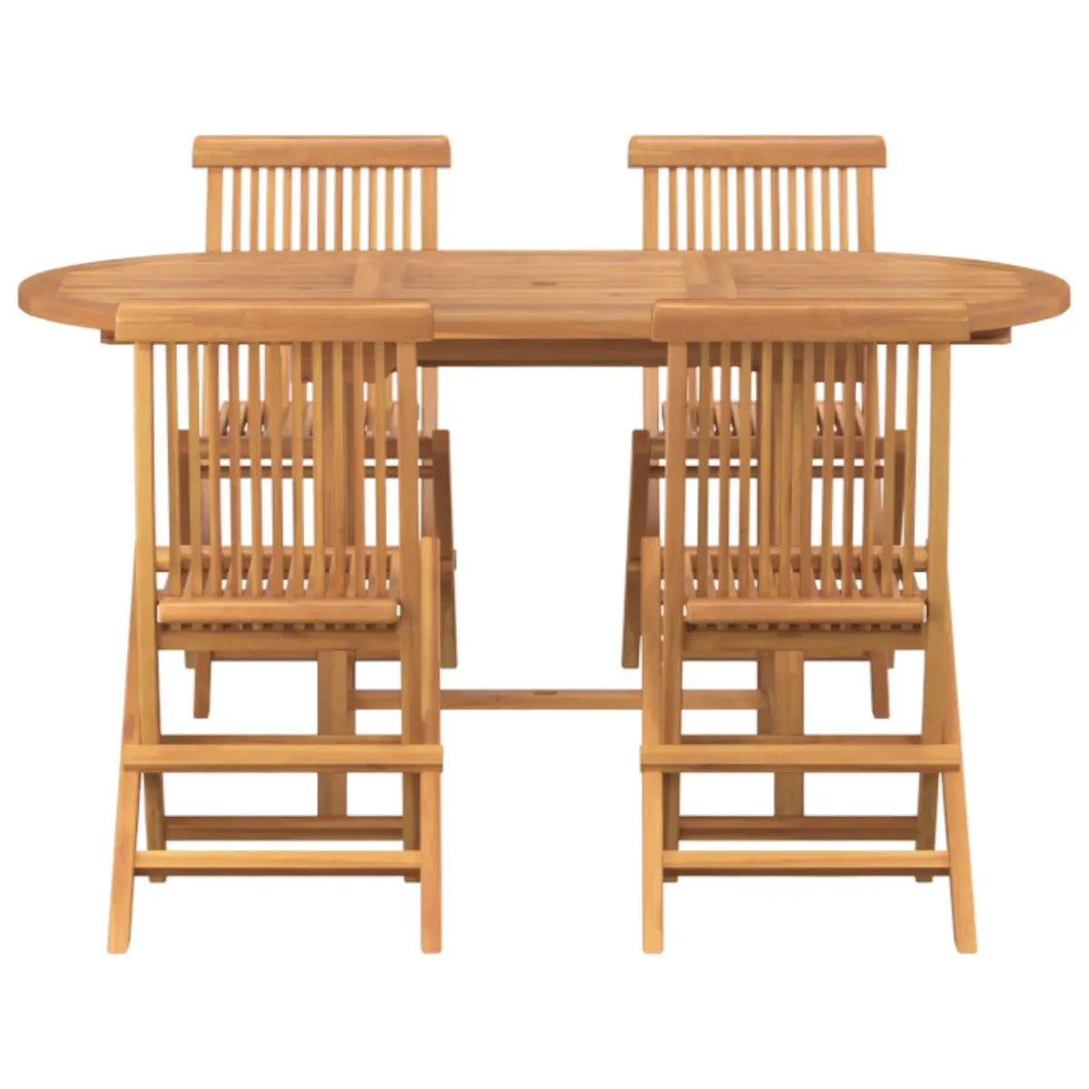 Outdoor Dining Set 5 Piece Solid Teak Wood Furniture Brown for Garden and Terrace