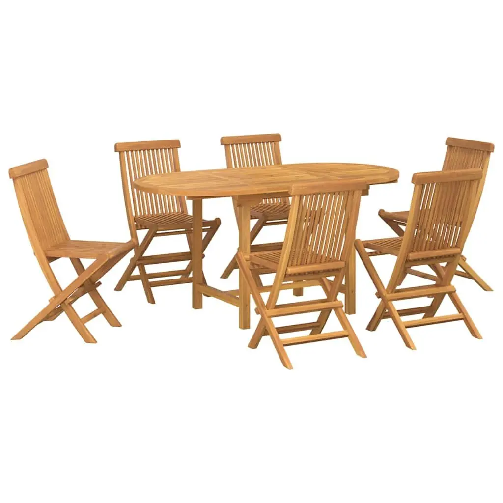 Teak Wood Garden Dining Set Outdoor 7 Pieces Brown Table and Chairs