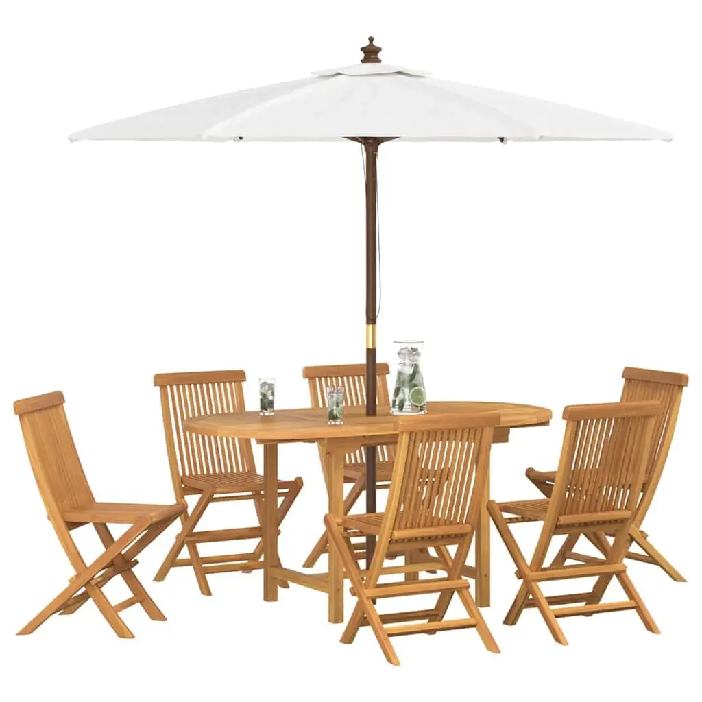 Teak Wood Garden Dining Set Outdoor 7 Pieces Brown Table and Chairs