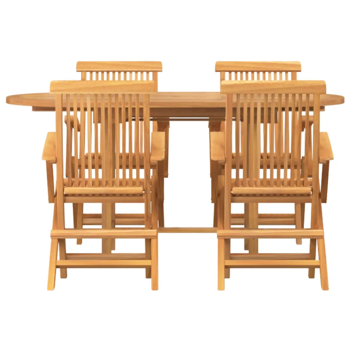Garden Dining Set Teak Wood 5 Piece Brown Outdoor Furniture