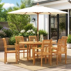 Ideal 7-Piece Teak Dining Set for Outdoor Gatherings