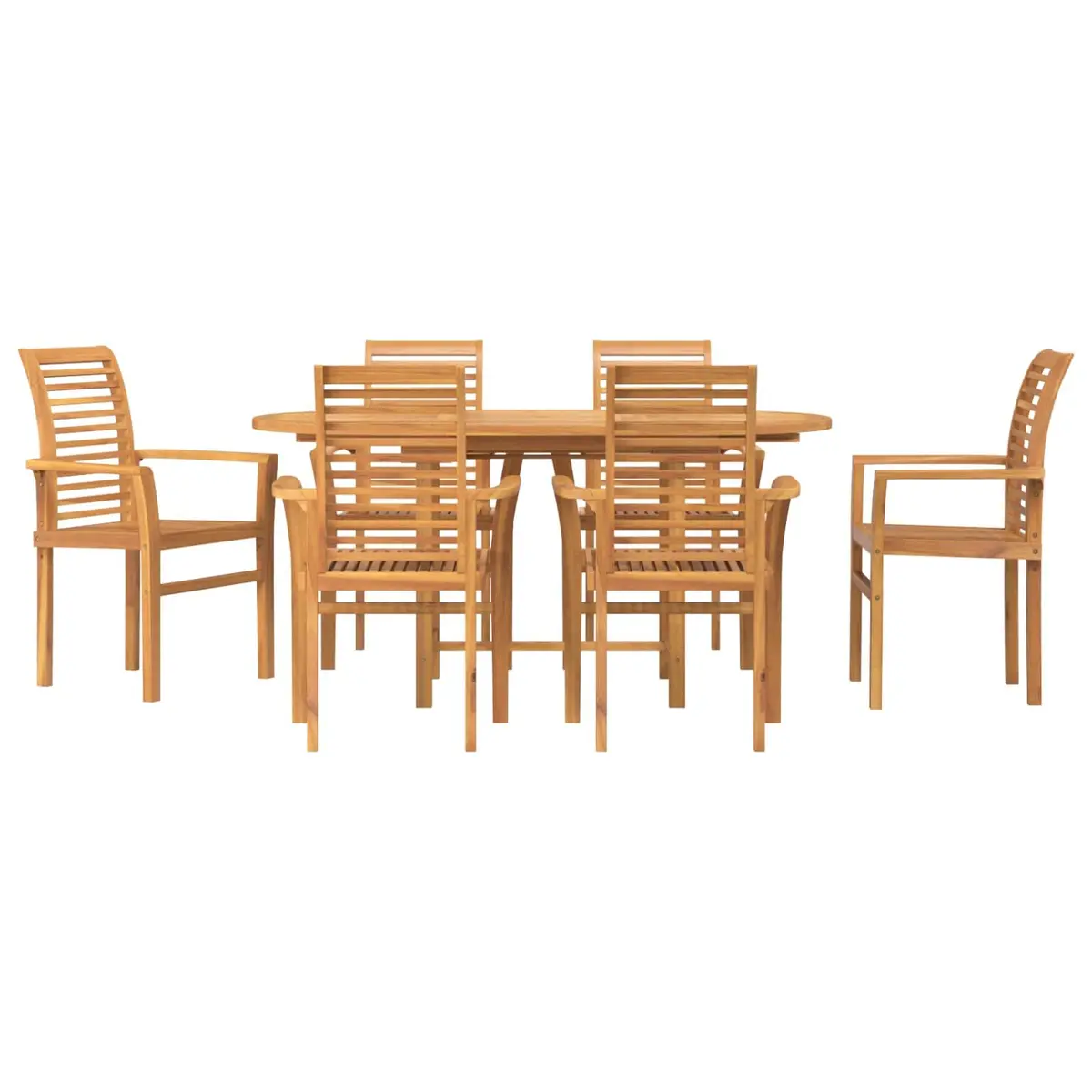 Garden Dining Set 7 Pieces Brown Solid Teak Wood Outdoor Table Chairs Furniture