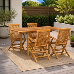5-Piece Teak Wood Dining Set for Your Outdoor Gatherings