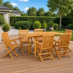 Practical 7-Piece Teak Wood Dining Set for Gatherings
