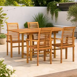 Versatile 5-Piece Teak Garden Dining Set for Any Space