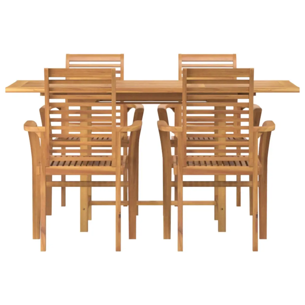 Garden Dining Set 5 Piece Outdoor Furniture Teak Wood Brown Modern Patio Table