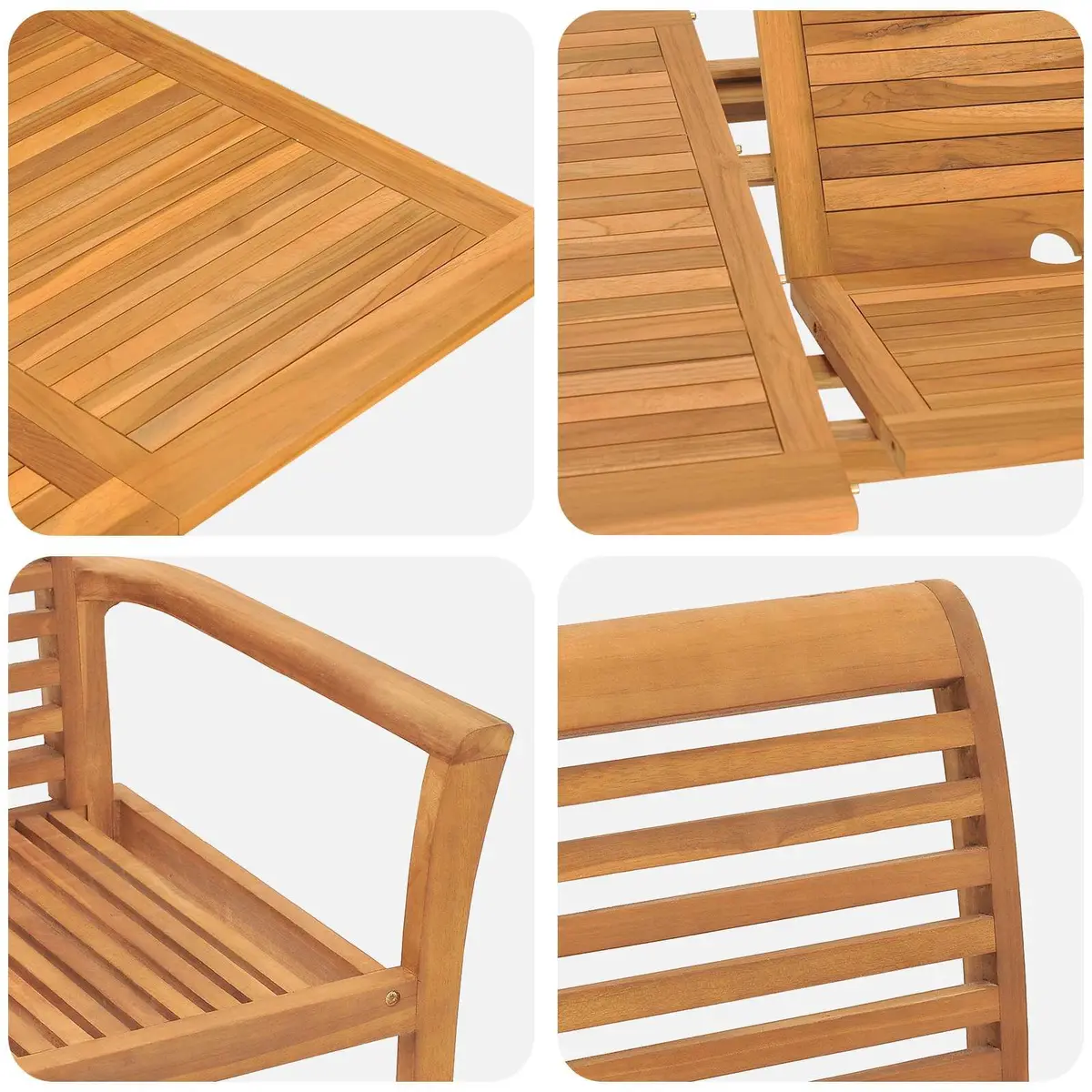 Garden Dining Set 5 Piece Outdoor Furniture Teak Wood Brown Modern Patio Table