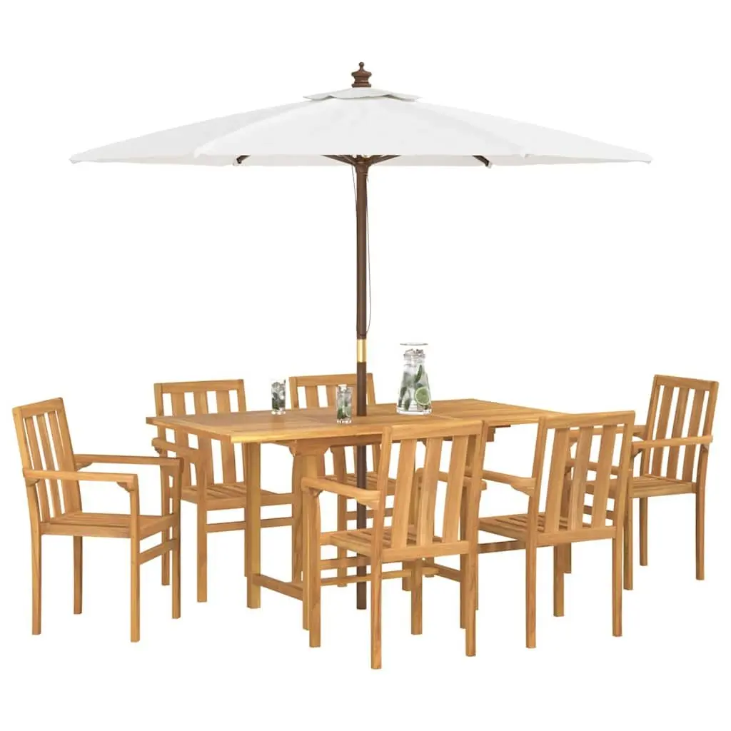 7-Piece Teak Dining Set for Outdoor Use