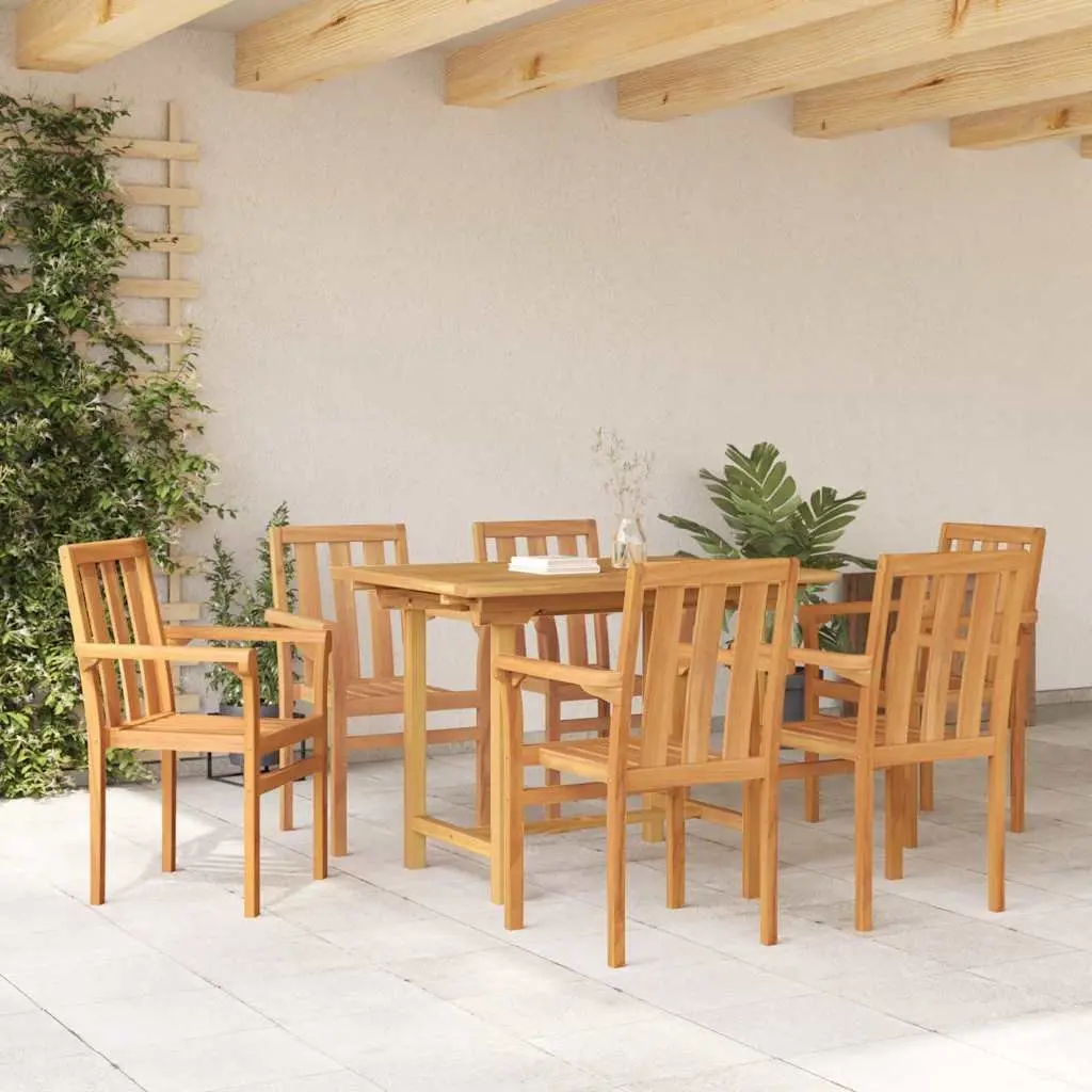 7-Piece Teak Dining Set for Outdoor Use