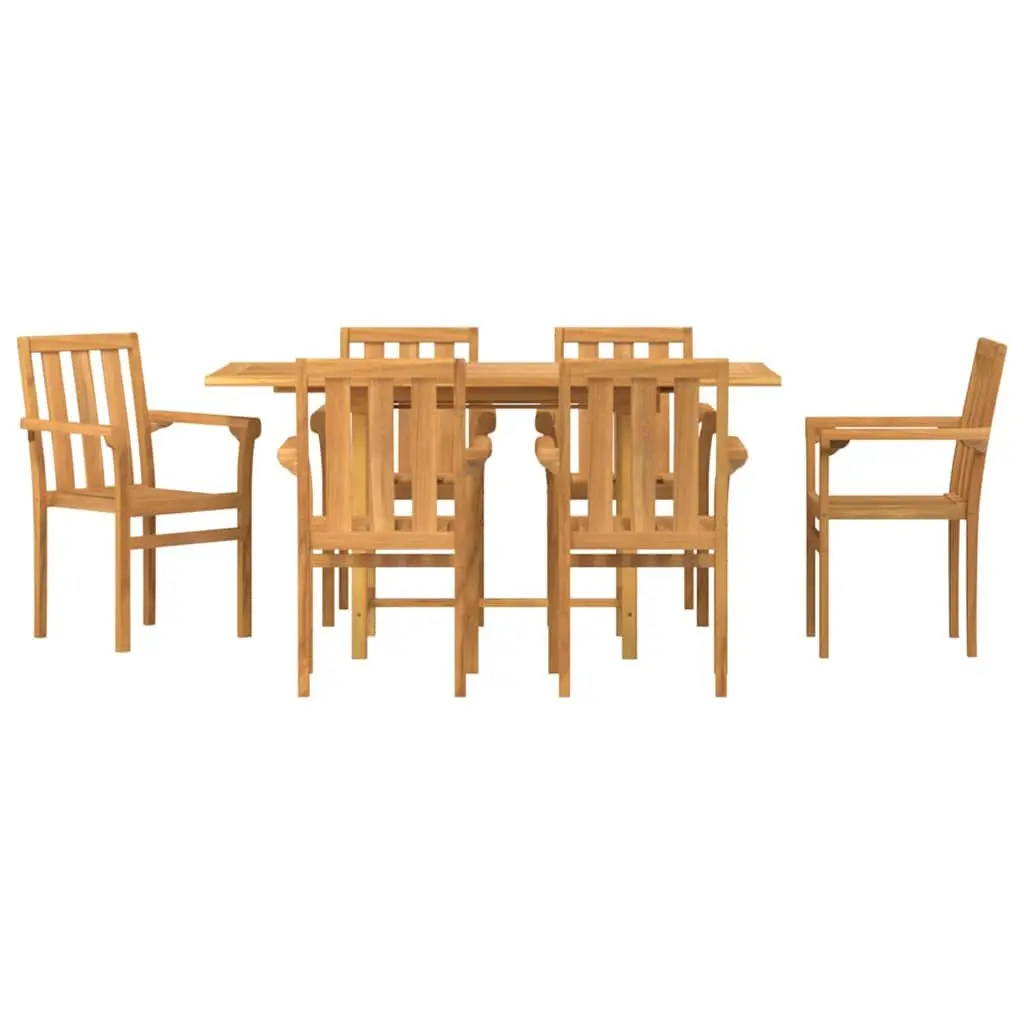 7-Piece Teak Dining Set for Outdoor Use
