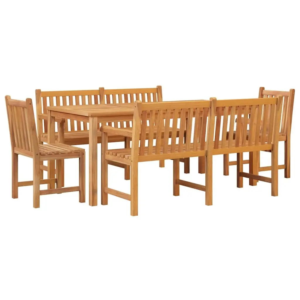 Teak Wood Garden Dining Set 5 Piece Brown Outdoor Furniture Table and Chairs