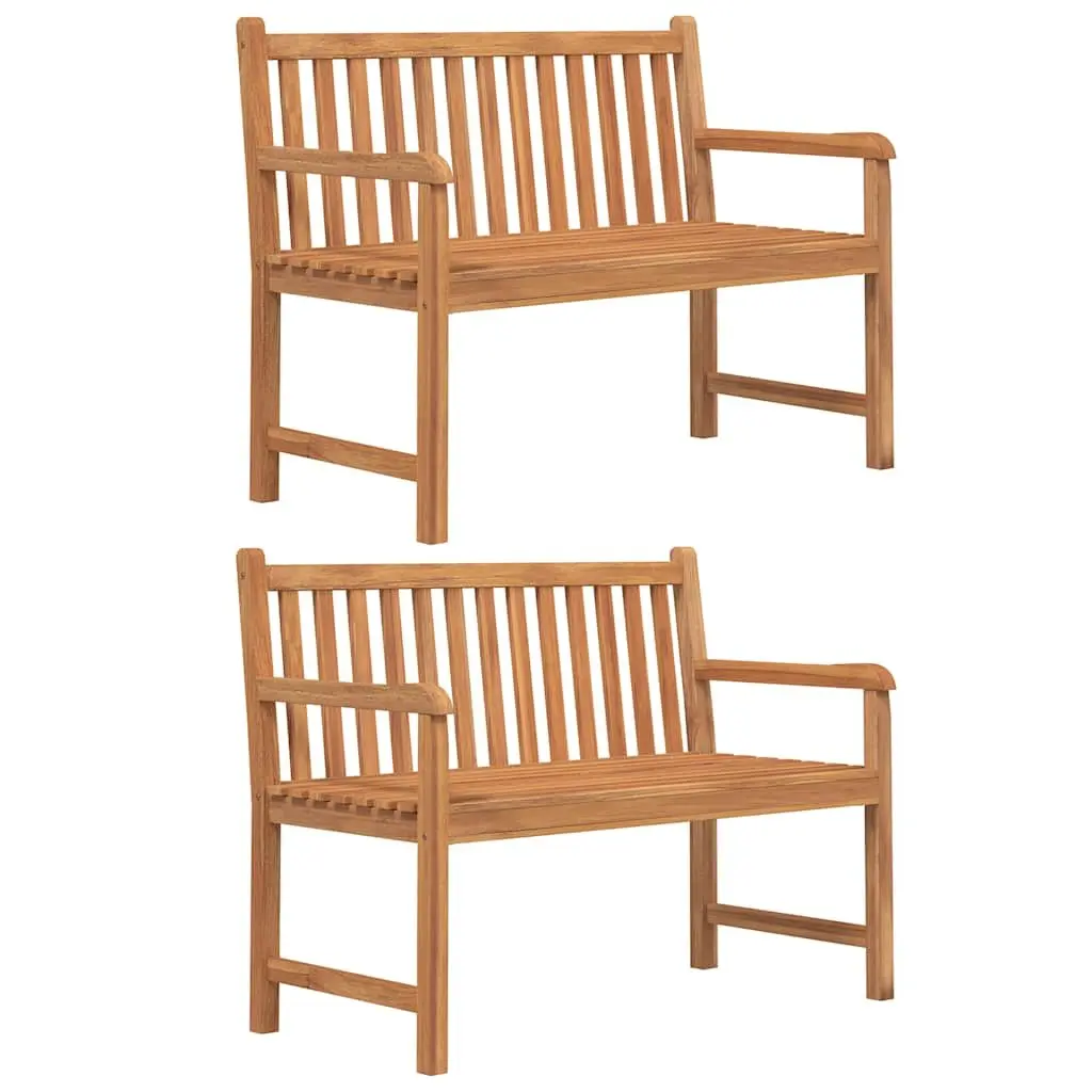 5 Piece Outdoor Dining Set Teak Wood Brown Contemporary Furniture Table Chairs Benches