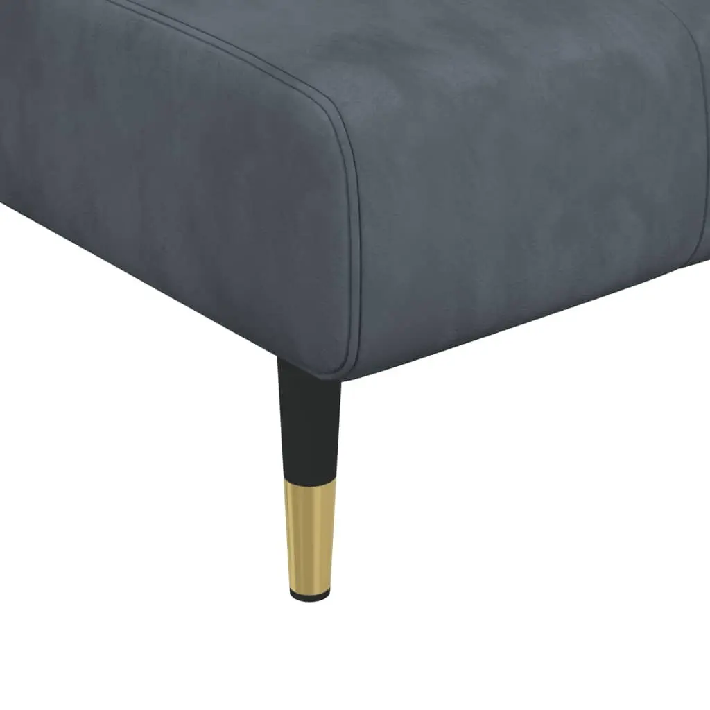 L-Shaped Sofa Bed Grey 275x140x70cm Convertible 3-Position Sleeper Couch Velvet