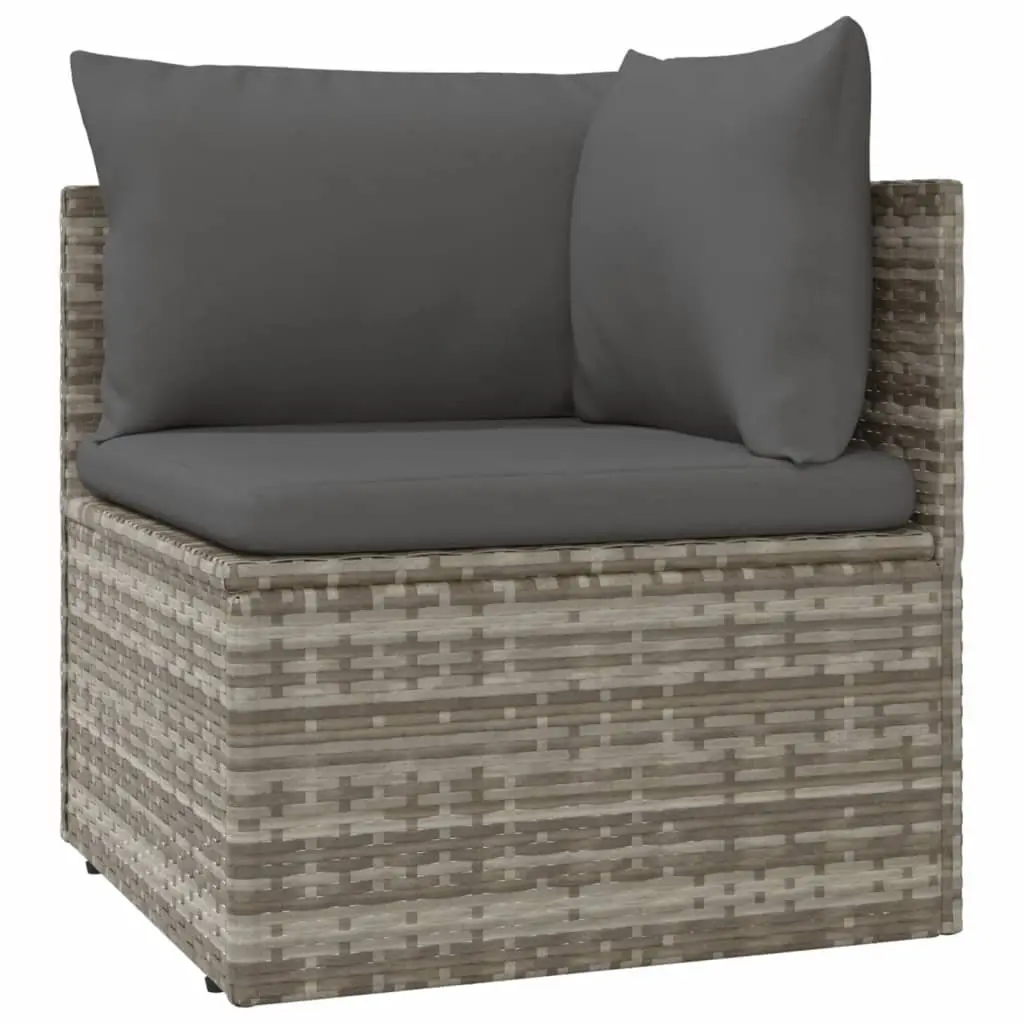 5 Piece Grey Poly Rattan Outdoor Lounge Set with Cushions and Steel Frame for Garden and Patio