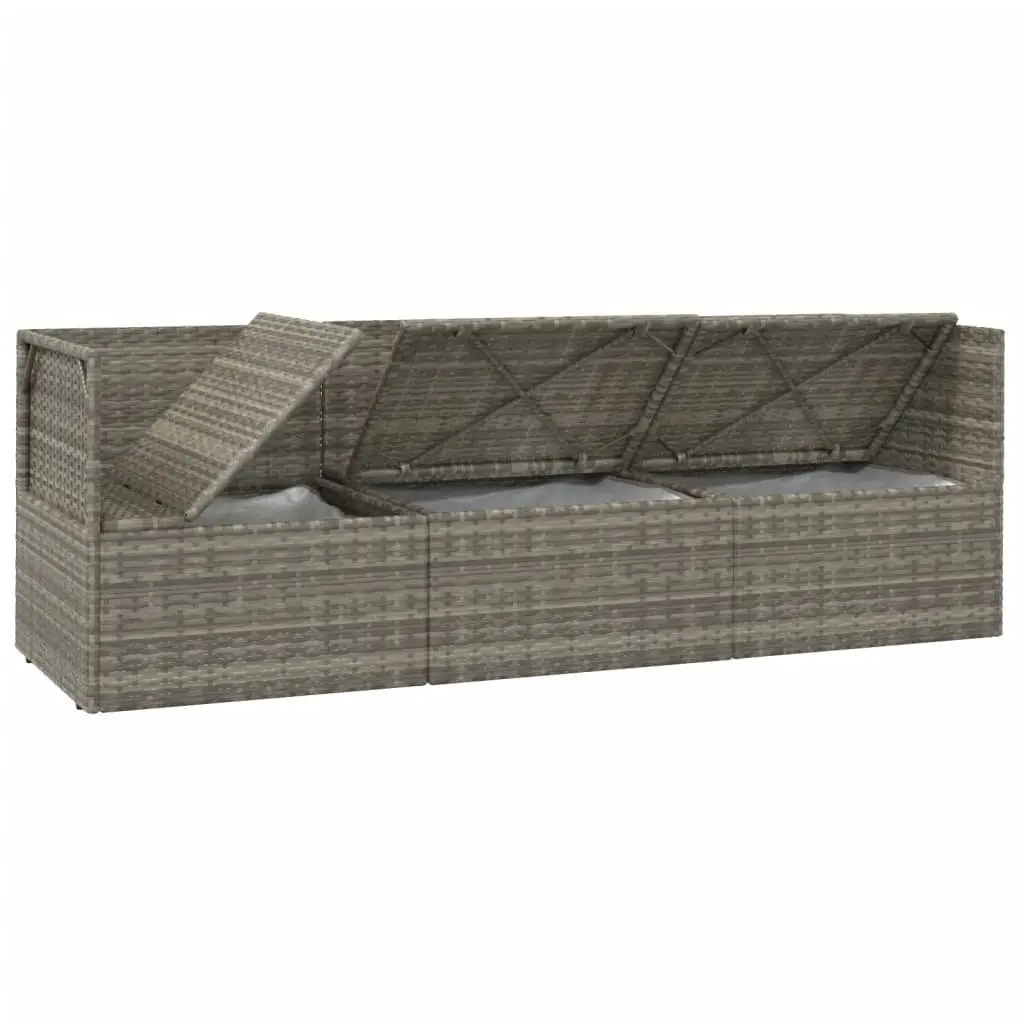 5 Piece Outdoor Dining Set Grey Poly Rattan Steel Frame with Cushions and Storage for Outdoor Furniture