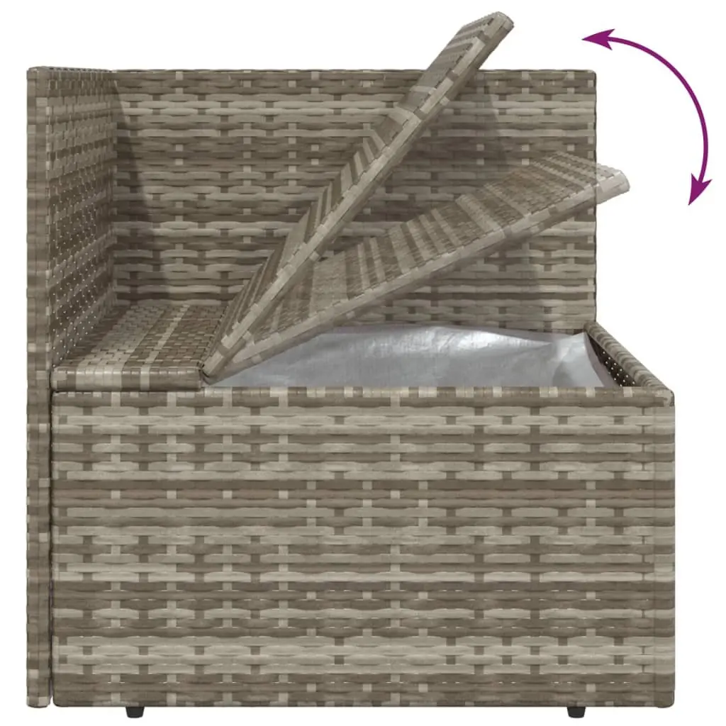 6 Piece Grey Outdoor Lounge Set Poly Rattan with Cushions and Storage for Patio Furniture