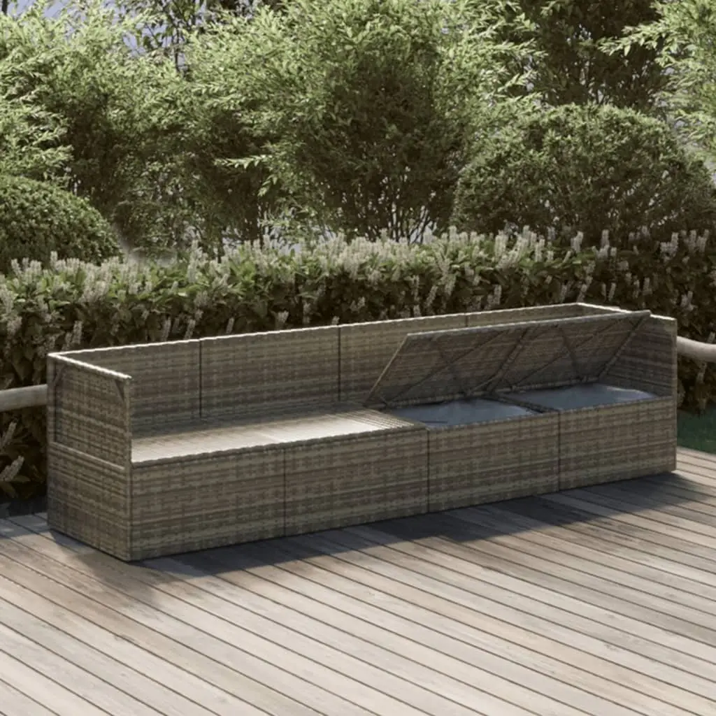 4 Piece Outdoor Lounge Set Steel Frame Poly Rattan with Cushions Grey Garden Furniture