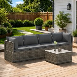 Practical 5 Piece Grey Lounge Set for Outdoor Living