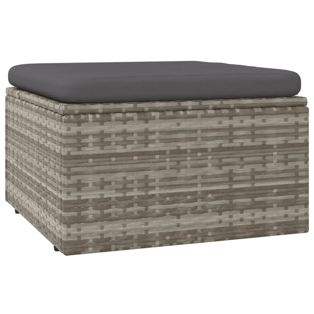 5 Piece Outdoor Lounge Set Grey Poly Rattan Furniture with Cushions and Storage