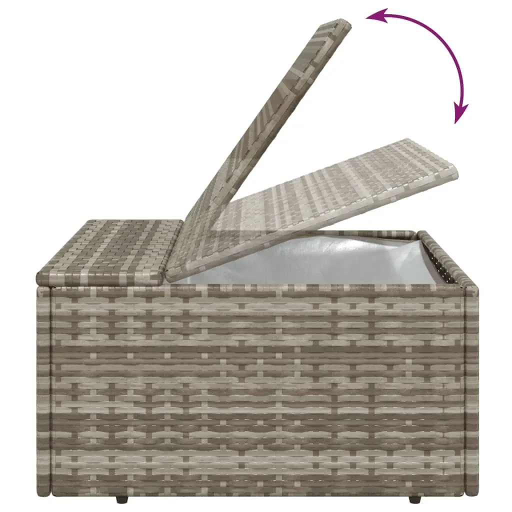 5 Piece Outdoor Lounge Set Grey Poly Rattan Furniture with Cushions and Storage