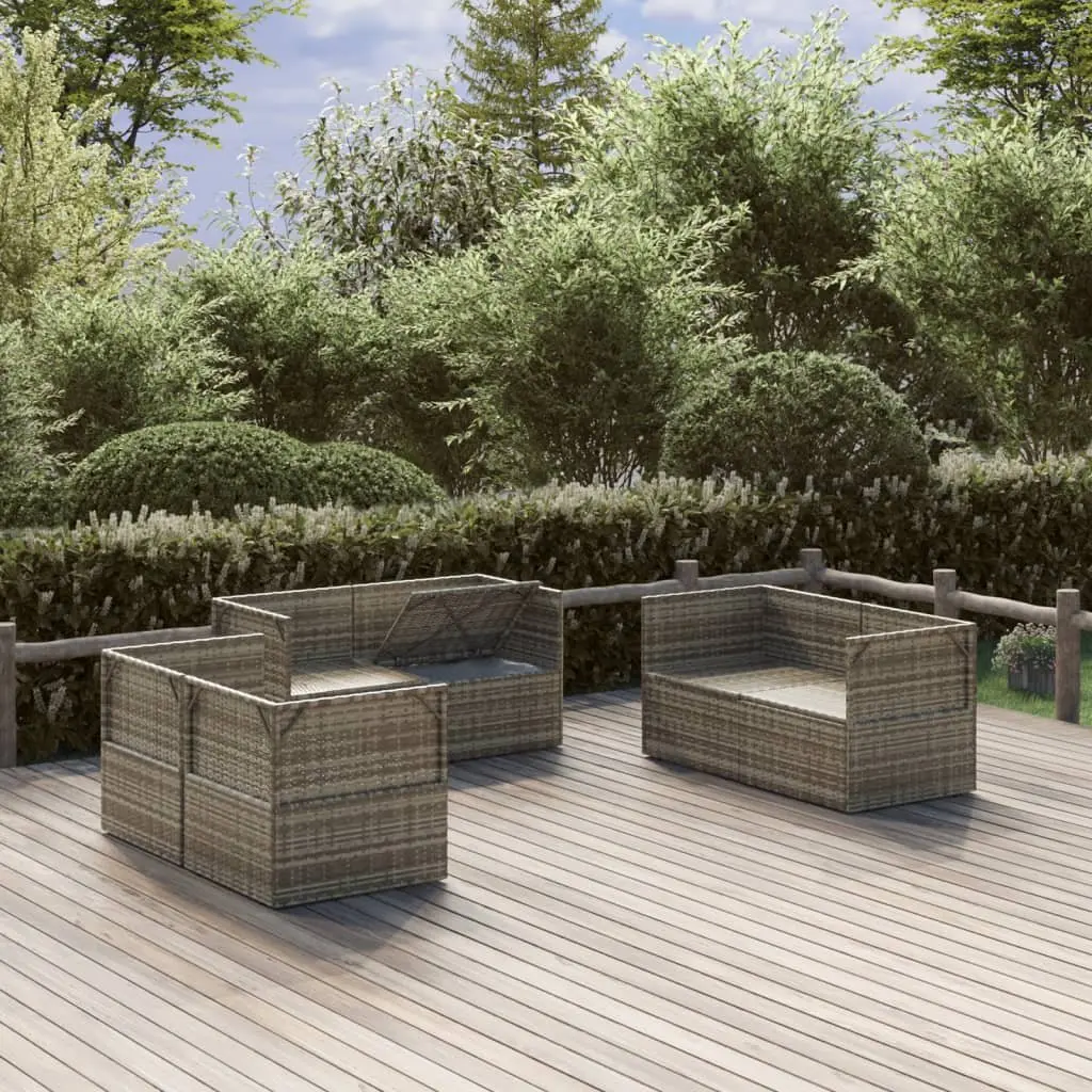 Garden Corner Sofa Set Poly Rattan 6 Pieces Grey Outdoor Furniture