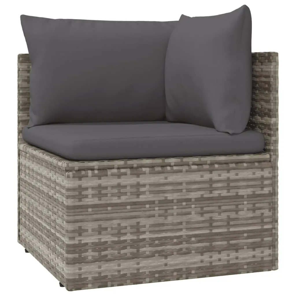 Garden Corner Sofa Set Poly Rattan 6 Pieces Grey Outdoor Furniture