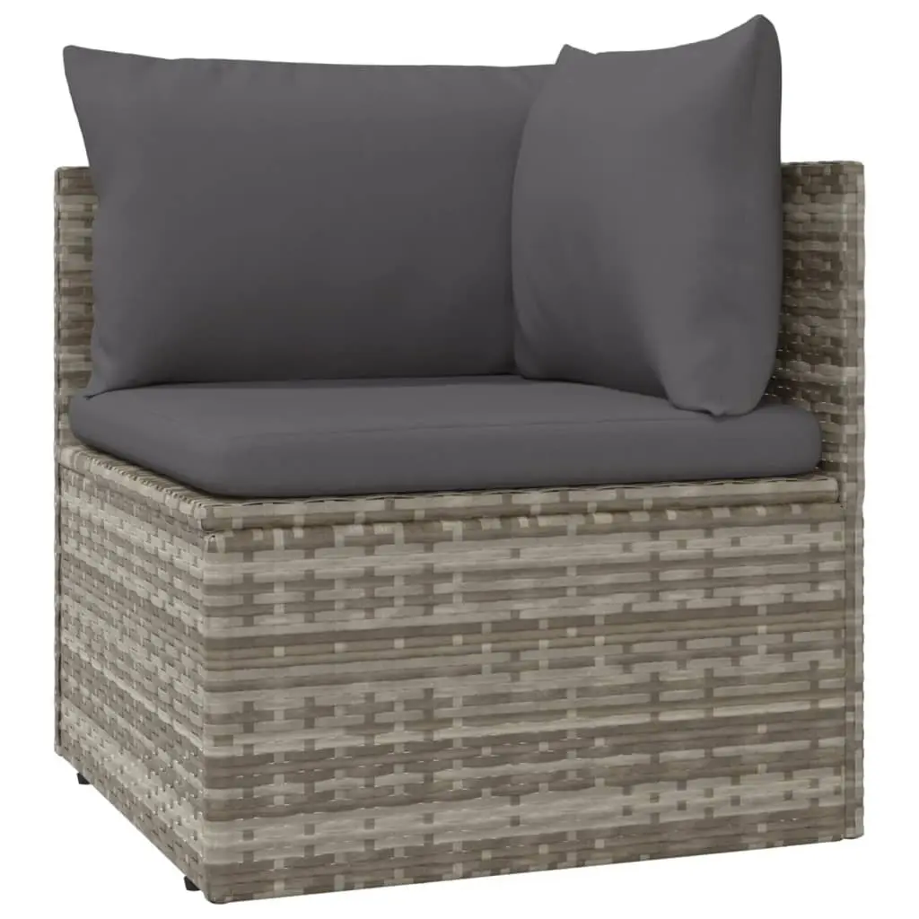 7 Piece Grey Outdoor Lounge Set Poly Rattan with Cushions and Storage Compartment