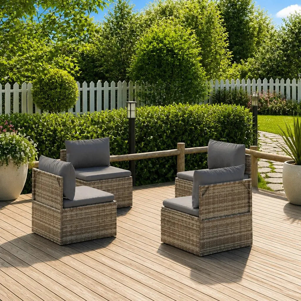 Garden Middle Sofa Set of 4 Grey