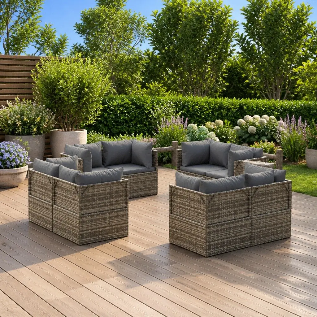 8-Piece Grey Sofa Set for Outdoor Relaxation