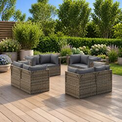 Practical 8-Piece Grey Sofa Set for Outdoor Relaxation
